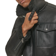 Мужская дубленка Tommy Hilfiger куртка из искусственной кожи с подкладкой из шерпы 1159850378 (Черный XXL)