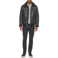 Мужская дубленка Tommy Hilfiger куртка из искусственной кожи с подкладкой из шерпы 1159850378 (Черный XXL)