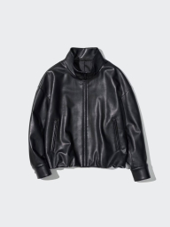 Куртка из экокожи UNIQLO на молнии 1159850501 (Черный S)