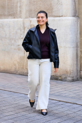 Куртка из экокожи UNIQLO на молнии 1159850501 (Черный S)