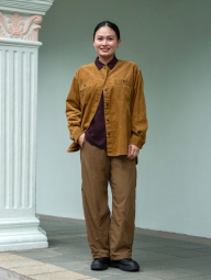 Вельветовая куртка UNIQLO на пуговицах 1159850538 (Коричневый M)