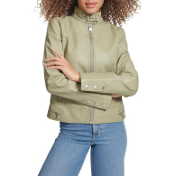 Жіноча куртка з екошкіри Levi's на блискавці 1159850596 (Зелений XXL)