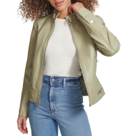 Жіноча куртка з екошкіри Levi's на блискавці 1159850596 (Зелений XXL)