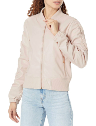 Жіноча куртка-бомбер Karl Lagerfeld Paris з екошкіри 1159850977 (Молочний XS)