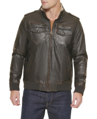 Чоловіча куртка-бомбер з екошкіри Levi's з шерпою 1159850980 (Коричневий 6XL)