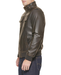 Чоловіча куртка-бомбер з екошкіри Levi's з шерпою 1159850980 (Коричневий 6XL)