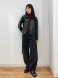 Куртка из экокожи UNIQLO на пуговицах 1159851426 (Черный M)