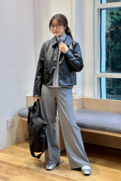 Куртка из экокожи UNIQLO на пуговицах 1159851426 (Черный M)