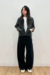 Куртка из экокожи UNIQLO на пуговицах 1159851426 (Черный M)