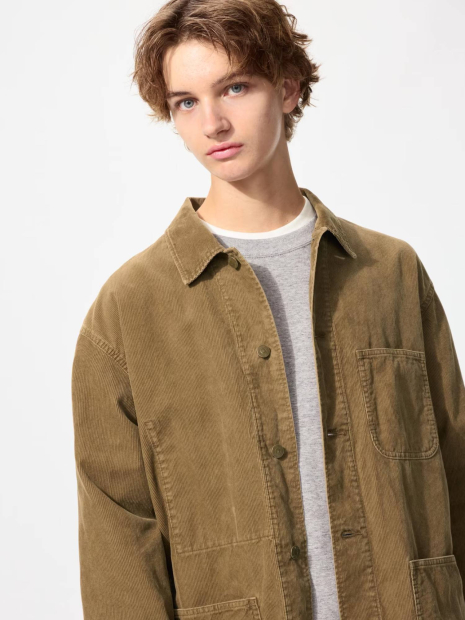 Вельветовая куртка-рубашка UNIQLO на пуговицах 1159853710 (Коричневый M)