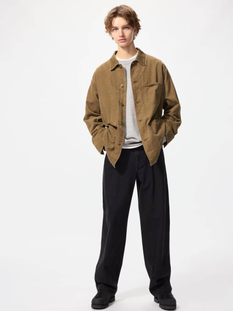 Вельветовая куртка-рубашка UNIQLO на пуговицах 1159853710 (Коричневый M)