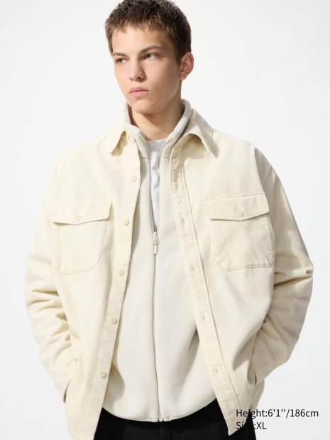 Мужская вельветовая куртка-рубашка UNIQLO 1159855687 (Молочный L)