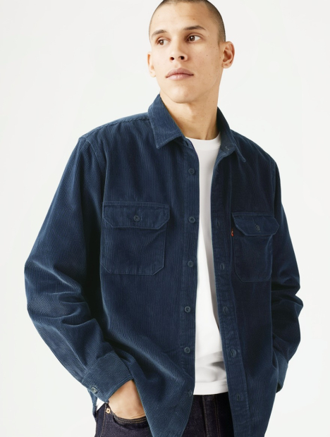 Мужская вельветовая куртка-рубашка Levi's на пуговицах 1159856521 (Синий L)