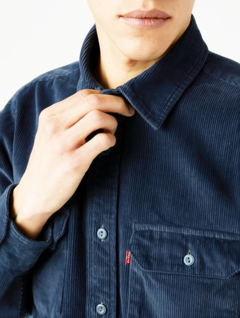 Мужская вельветовая куртка-рубашка Levi's на пуговицах 1159856521 (Синий L)