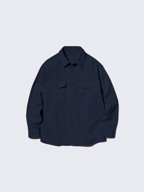 Мужская вельветовая куртка-рубашка UNIQLO 1159857848 (Синий L)