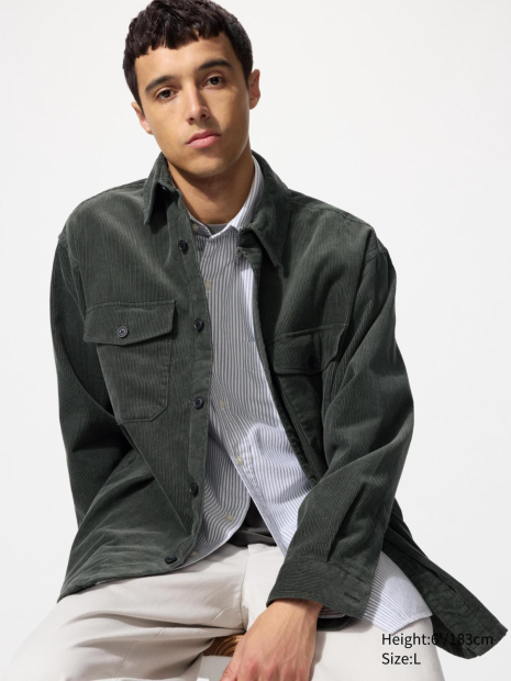 Чоловіча вельветова куртка-сорочка UNIQLO 1159857853 (Зелений M)