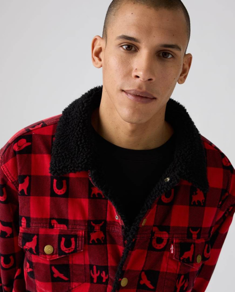Чоловіча вельветова куртка Levi's з підкладкою із шерпи 1159862467 (Червоний M)