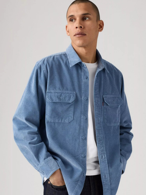 Мужская вельветовая куртка-рубашка Levi's на пуговицах 1159862988 (Голубой XL)