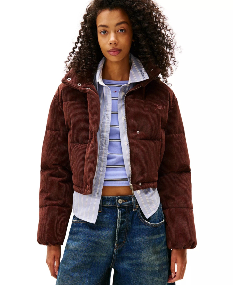 Женская укороченная вельветовая куртка Tommy Hilfiger 1159863681 (Коричневый L)