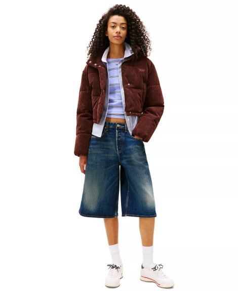 Женская укороченная вельветовая куртка Tommy Hilfiger 1159863681 (Коричневый L)