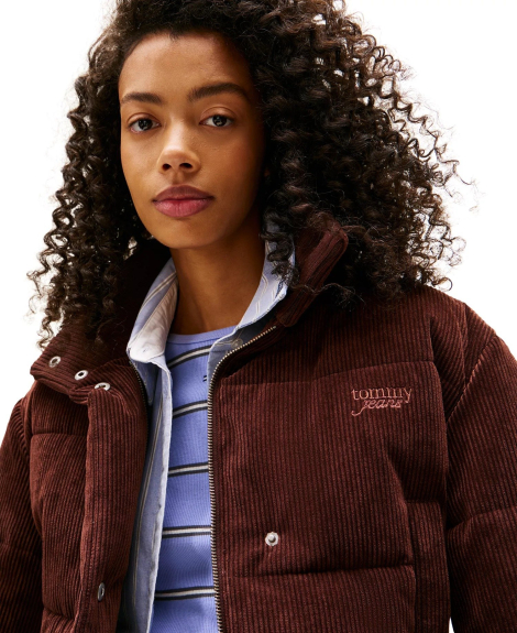 Женская укороченная вельветовая куртка Tommy Hilfiger 1159863681 (Коричневый L)