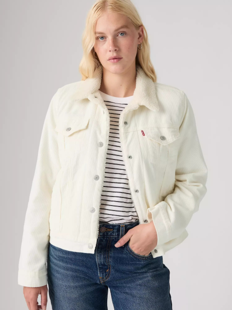 Жіноча вельветова куртка Levi's з підкладкою із шерпи 1161530599 (Молочний S)