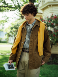 Вельветовая куртка-рубашка UNIQLO на пуговицах 1159853710 (Коричневый M)