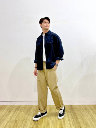 Мужская вельветовая куртка-рубашка UNIQLO 1159855592 (Синий L)