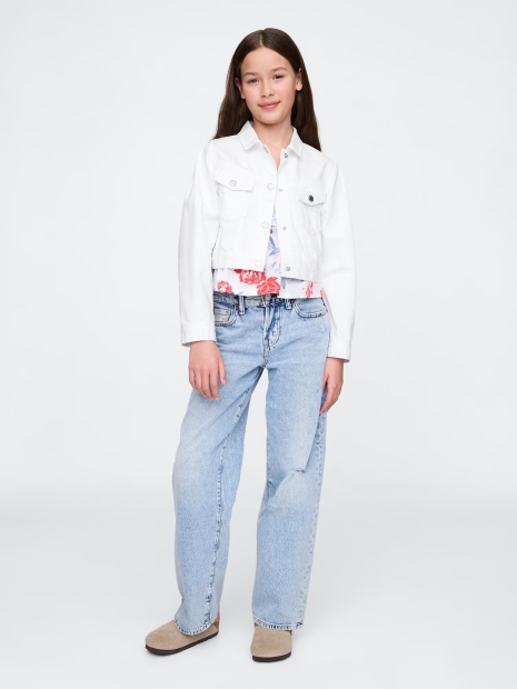 Укороченная джинсовая куртка GAP 1159848173 (Белый XS)