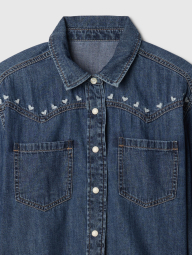 Детская джинсовая рубашка GAP с вышивкой 1159843588 (Синий M)