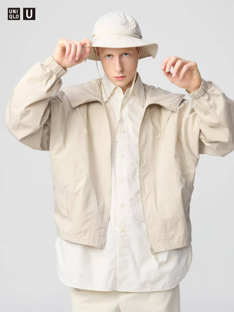 Легка куртка Uniqlo ветровка з капюшоном 1159839972 (Молочний 3XL)