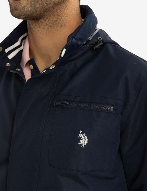 Мужская ветровка U.S. Polo Assn с капюшоном 1159840992 (Синий M)