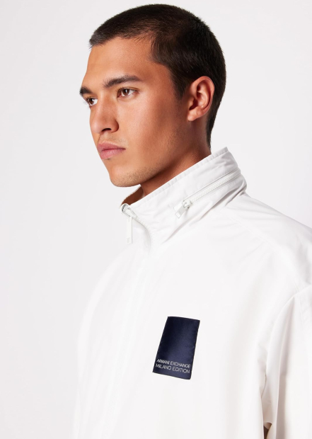 Мужская двусторонняя ветровка Armani Exchange со скрытым капюшоном 1159841195 (Бежевый/Молочный XXL)