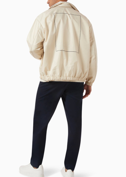 Мужская двусторонняя ветровка Armani Exchange со скрытым капюшоном 1159841195 (Бежевый/Молочный XXL)