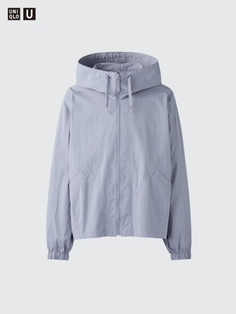 Легкая куртка Uniqlo ветровка с капюшоном 1159843356 (Серый S)