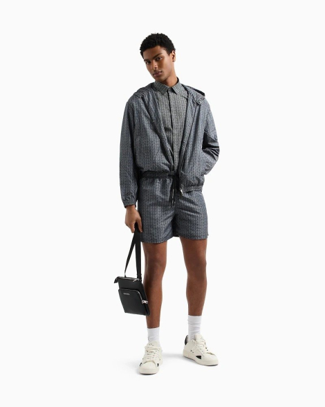 Мужская ветровка Armani Exchange с принтом 1159850424 (Черный/Белый S)