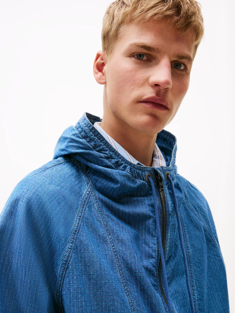 Мужская джинсовая ветровка Tommy Hilfiger с капюшоном 1159851357 (Синий M)