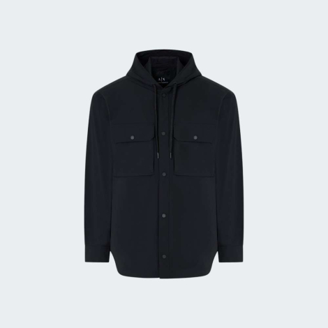 Мужская ветровка Armani Exchange легкая куртка с капюшоном 1159853944 (Черный L)