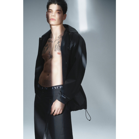 Мужская ветровка Armani Exchange x Mixmag легкая куртка с капюшоном 1159854115 (Черный XL)