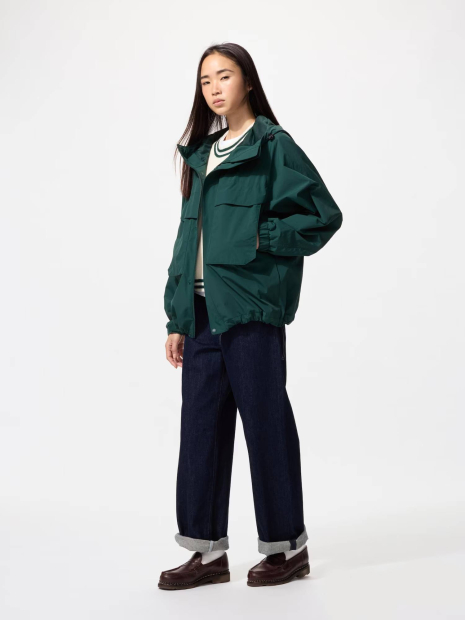 Ветрозащитная парка Uniqlo ветровка с капюшоном 1159854998 (Зеленый S)