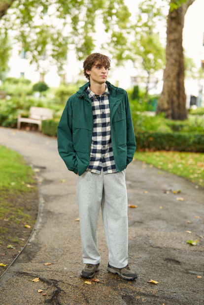 Ветрозащитная парка Uniqlo ветровка с капюшоном 1159854998 (Зеленый S)