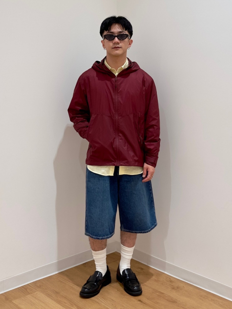 Парку Uniqlo легка ветровка з капюшоном 1159863264 (Бордовий XL)