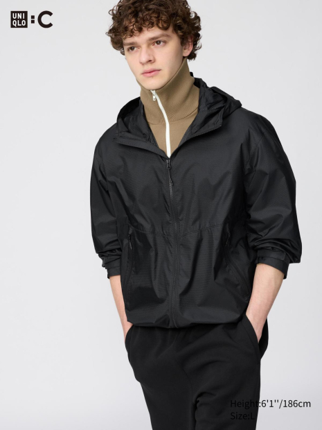 Парка Uniqlo легкая ветровка с капюшоном 1159865392 (Черный M)