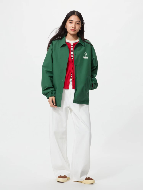 Вітровка PEANUTS Uniqlo з принтом ззаду 1159920757 (Зелений M)