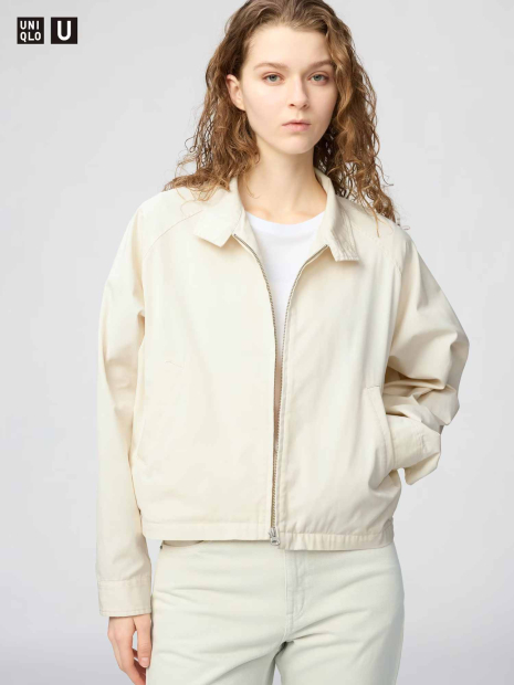Легка куртка Uniqlo ветровка на блискавці 1160343221 (Молочний L)