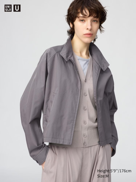 Легкая куртка Uniqlo ветровка на молнии 1160535433 (Серый XS)