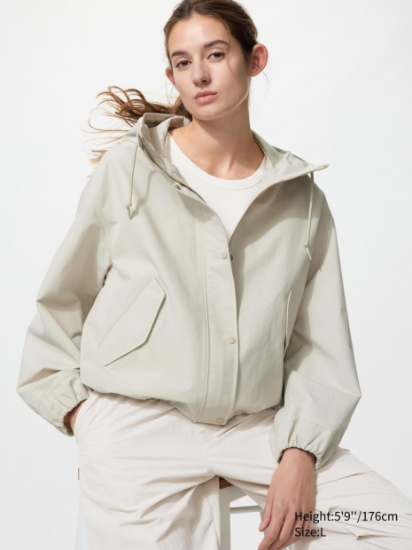 Ветровка с капюшоном Uniqlo 1160840355 (Молочный XXL)
