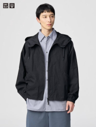 Легкая куртка Uniqlo ветровка с капюшоном 1159839897 (Черный XXL)