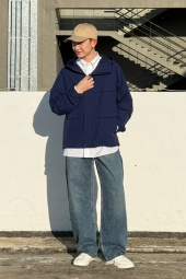 Ветрозащитная парка Uniqlo ветровка с капюшоном 1159852069 (Синий XL)