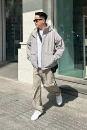 Ветрозащитная куртка Uniqlo ветровка с капюшоном 1159852161 (Серый XXL)